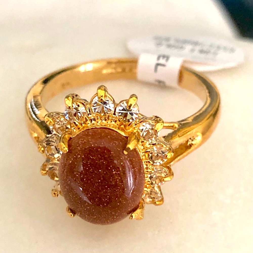 Genuine Goldstone 18kt Gold Plated Designer Ring